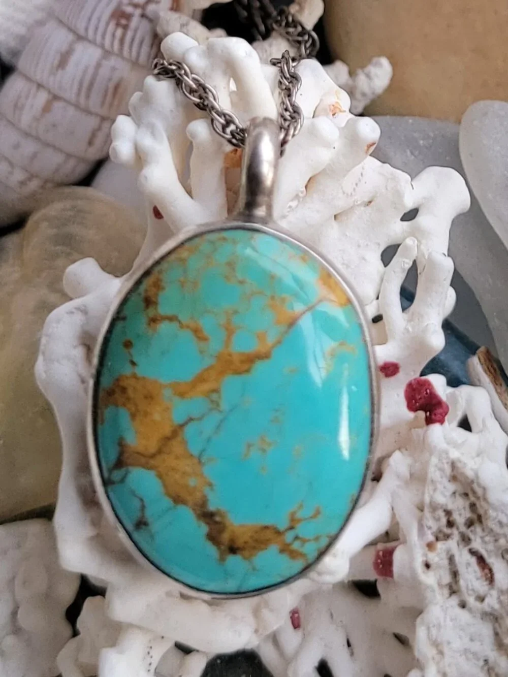 Chimney Butte Sterling Silver Royston Turquoise Pendant Necklace - Santa Fe 11g